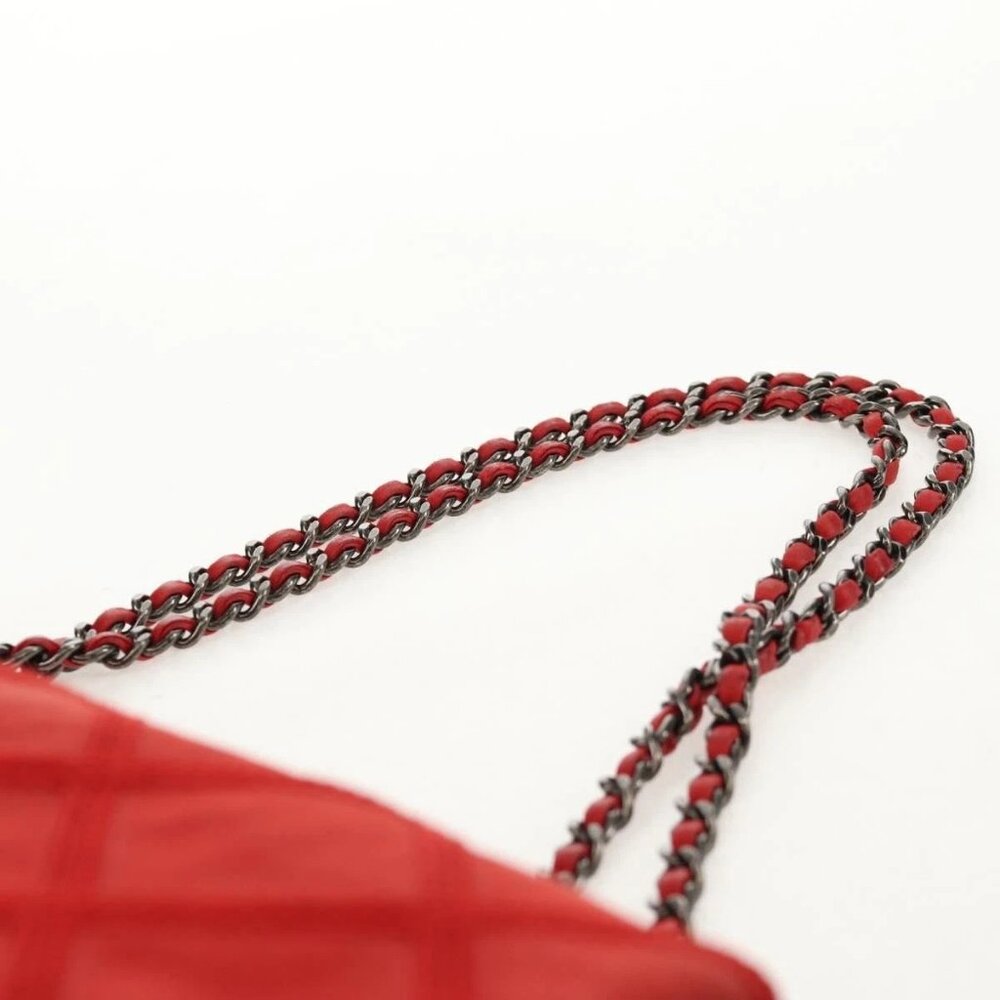 CHANEL Wild Stitch Chain Shoulder Bag Leather Red CC Auth 128522M - Picture 10 of 15